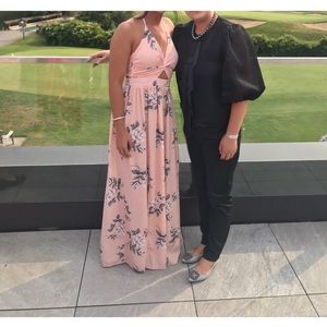 Showpo peach/salmon Floral Halter Maxi Dress